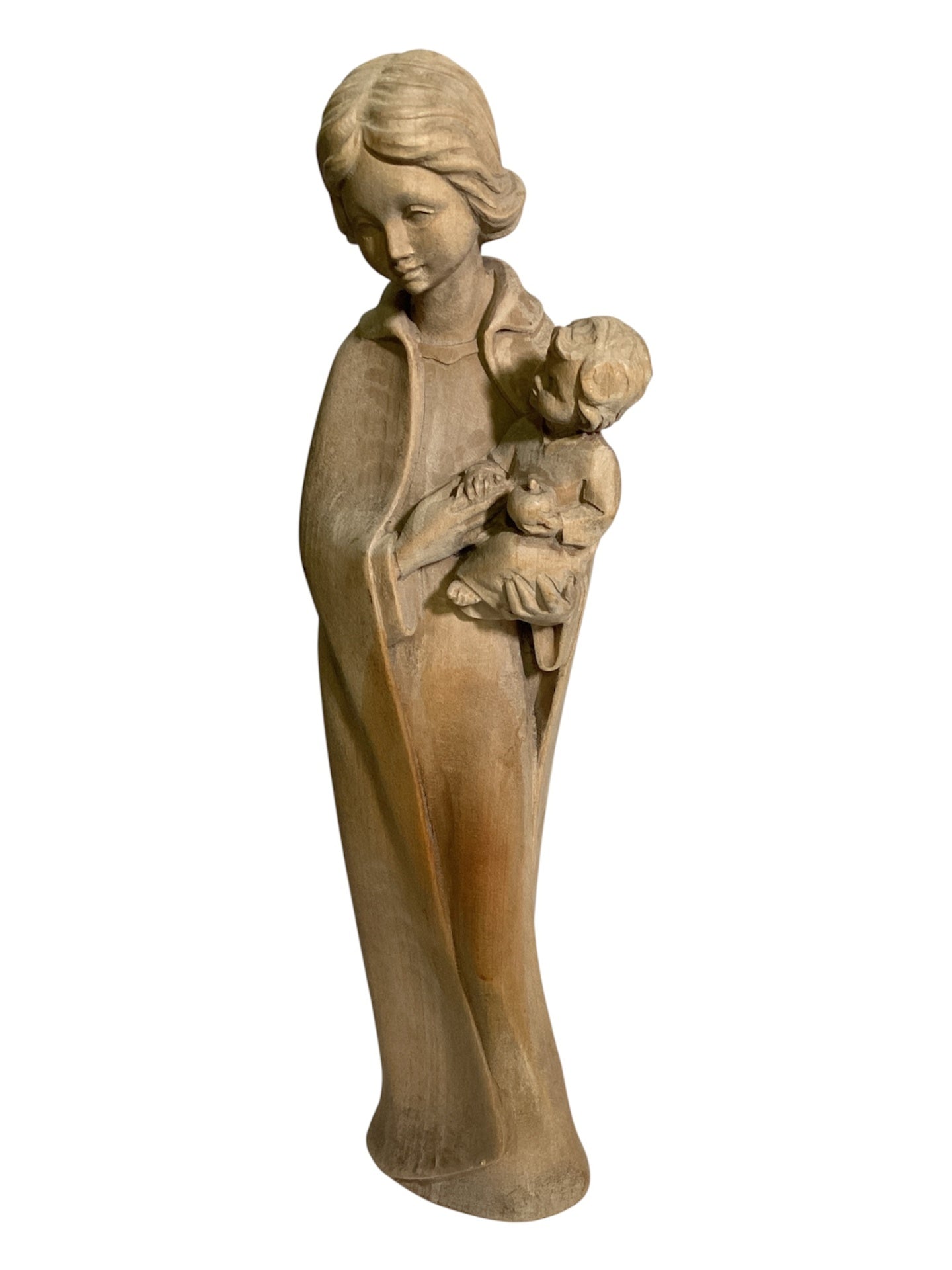 Toni Beur Oberammergau Mutter mit Kind Holzfigur 29 cm