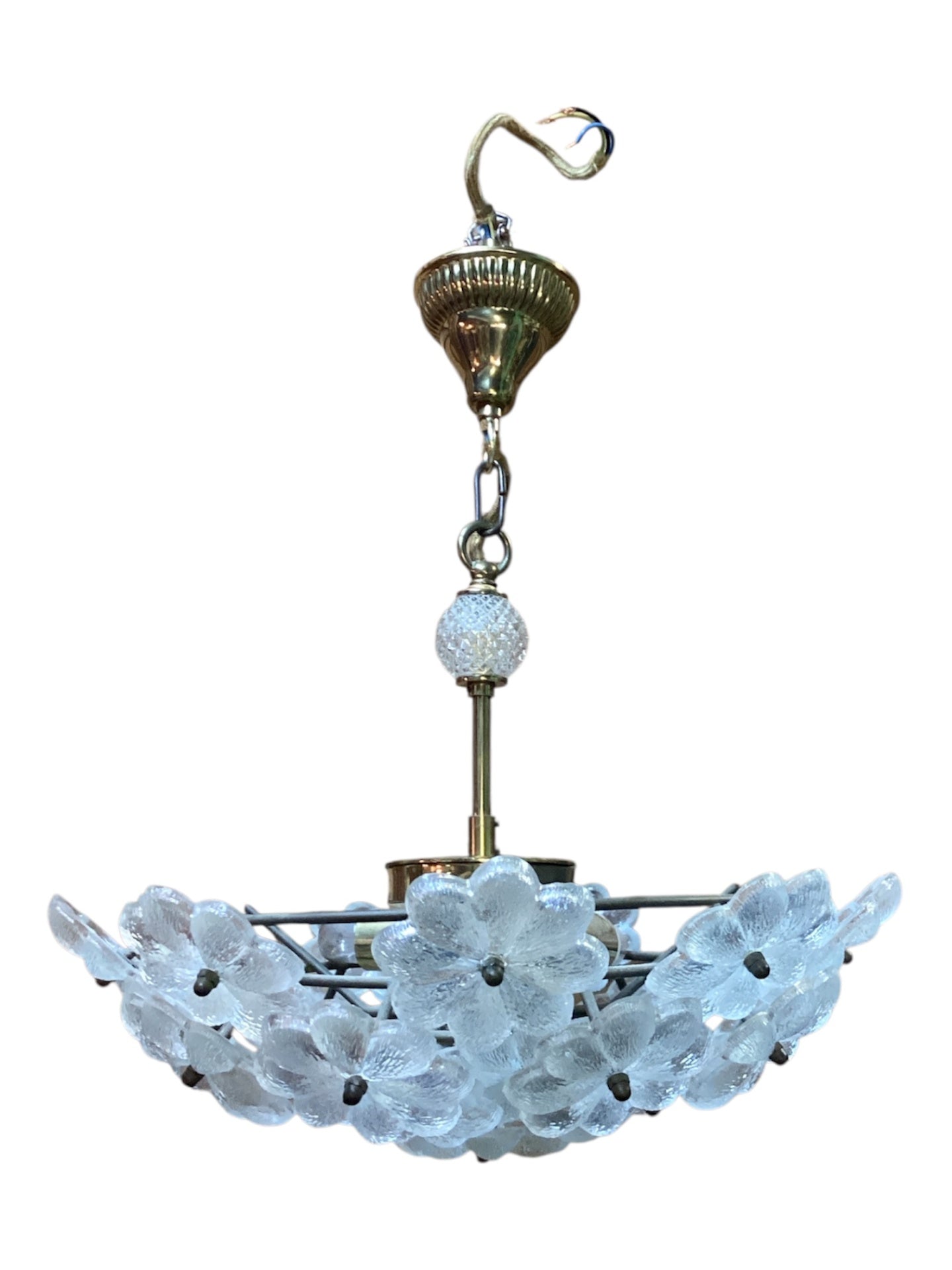 Vintage Kristallglas Deckenlampe Blumen 40 cm