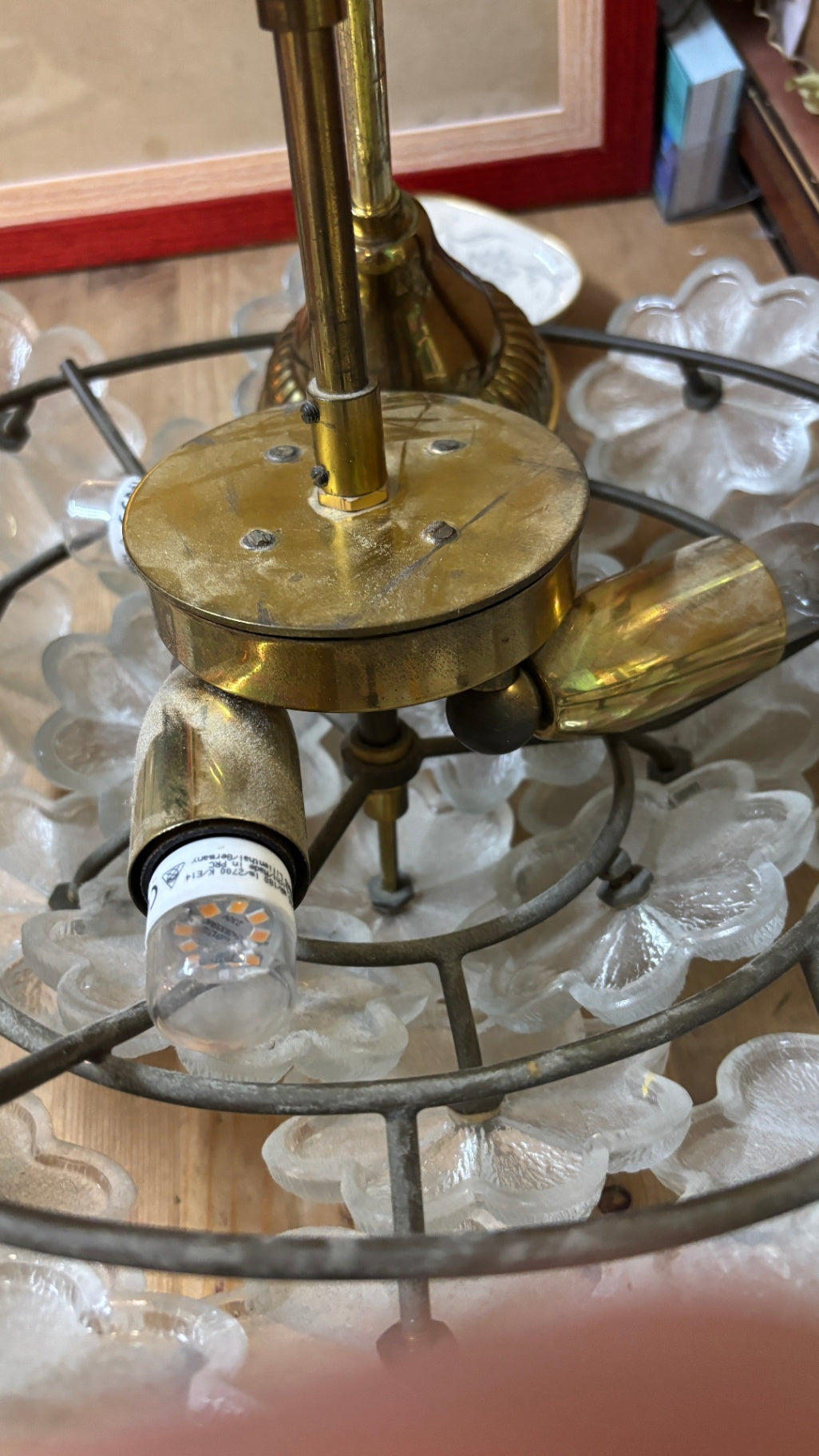 Vintage Kristallglas Deckenlampe Blumen 40 cm