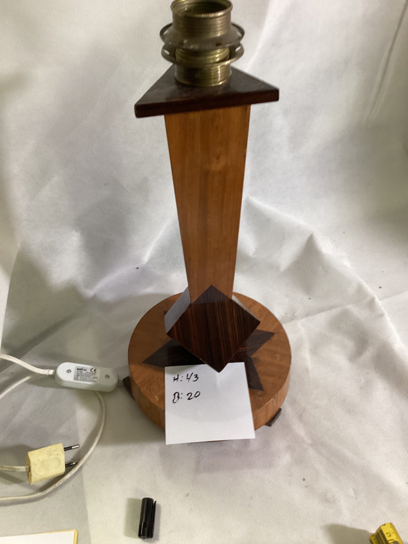 Vintage Tischlampenfuß Holz 43 cm