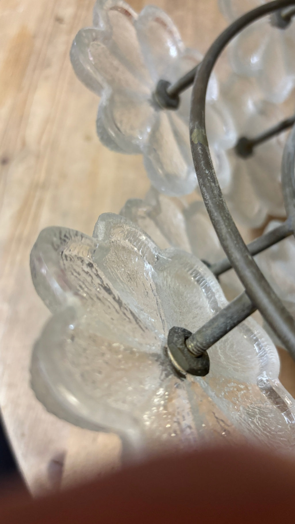 Vintage Kristallglas Deckenlampe Blumen 40 cm