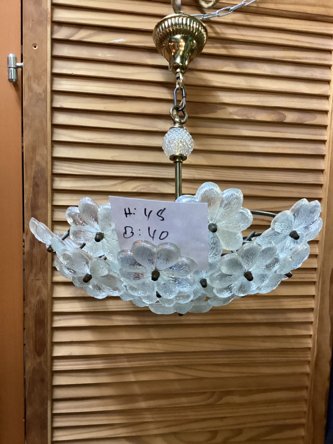 Vintage Kristallglas Deckenlampe Blumen 40 cm