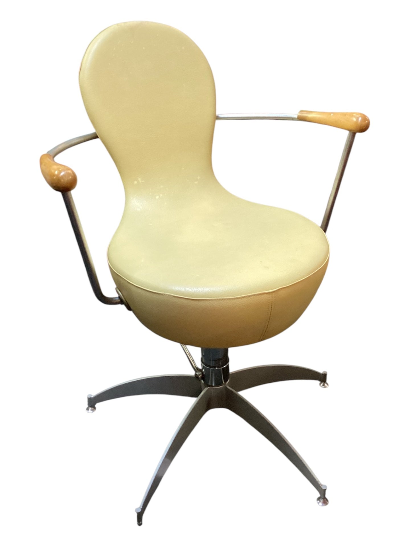 Vintage Friseurstuhl gelb – höhenverstellbar – Restaurierungsobjekt