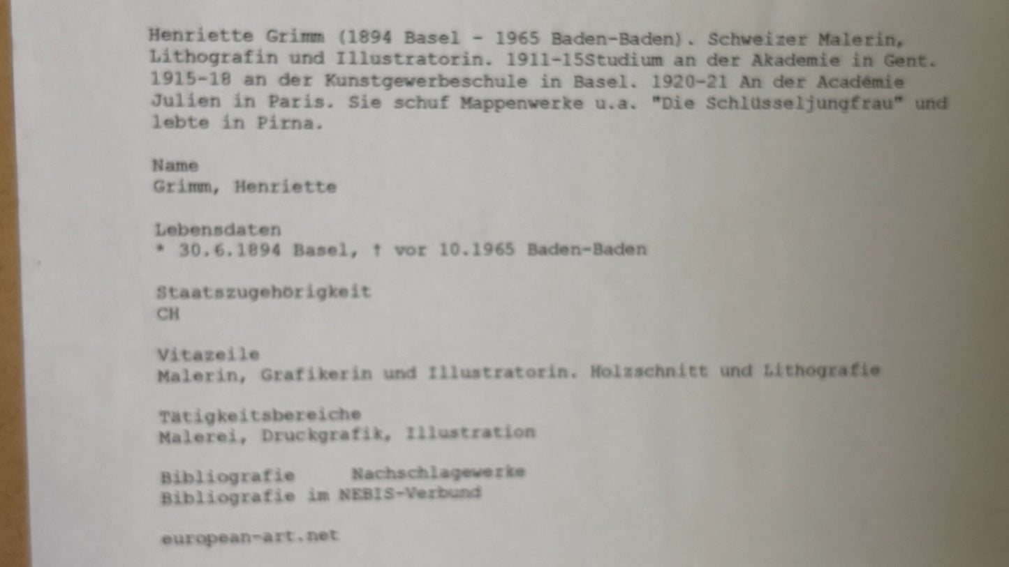 Henriette Grimm Kinderporträt signierte Rötelzeichnung gerahmt