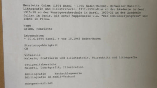 Henriette Grimm Kinderporträt signierte Rötelzeichnung gerahmt