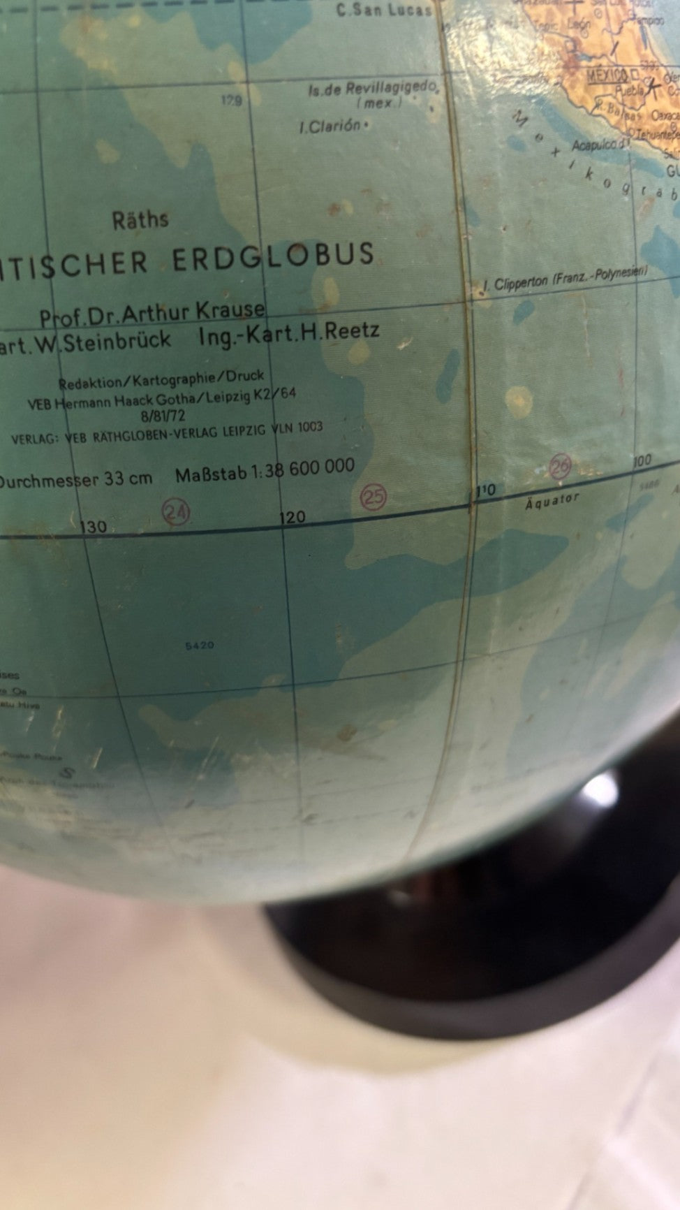 Räths Politischer Erdglobus Ø 33 cm VEB Rathgloben Leipzig