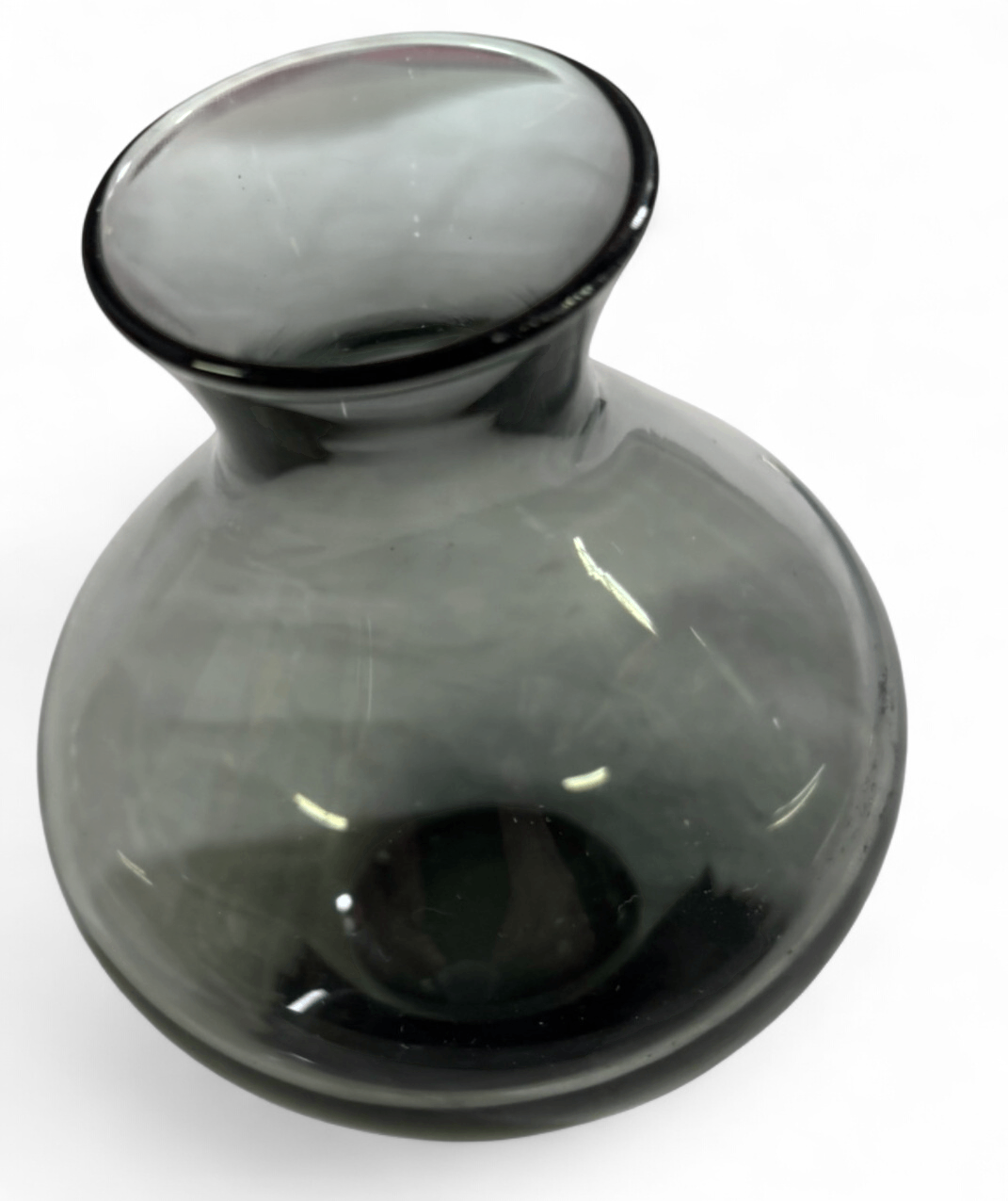 Kleine Rauchglas Vase Kugelform auf Fuß Vintage