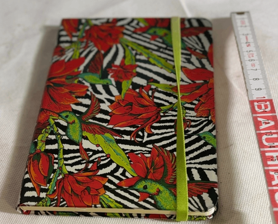 Dekoratives Notizbuch Zebra Blumen Vögel mit Gummiband