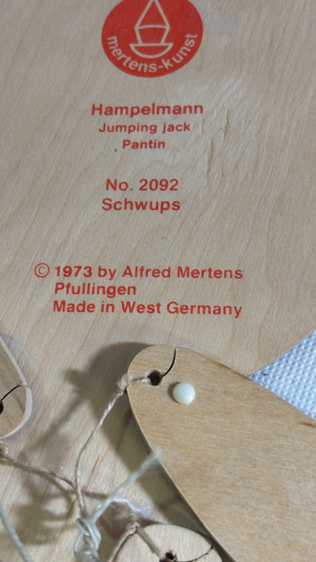 Mertens Kunst Hampelmann Schwups Nr. 2092 von 1973