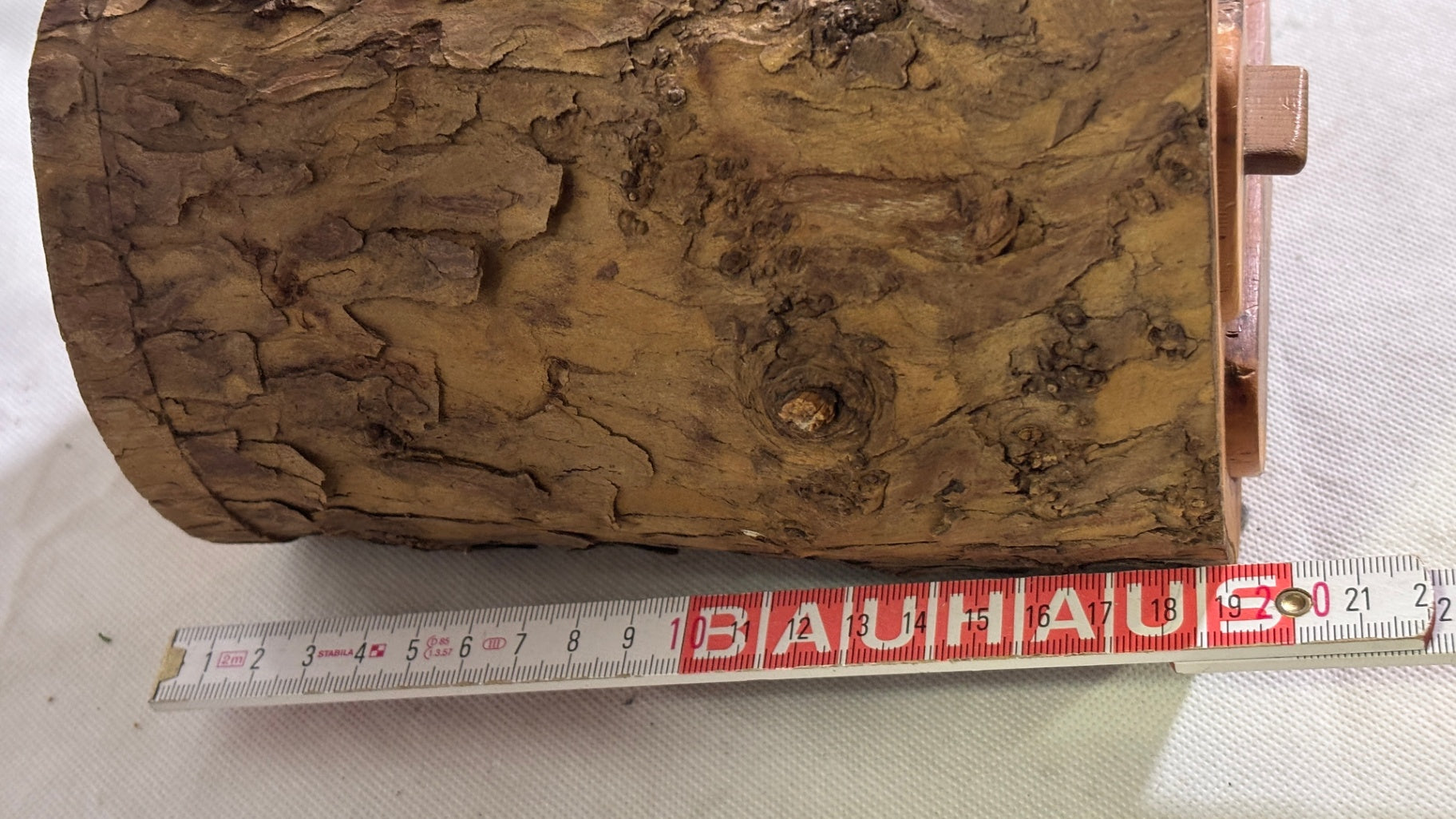 Rustikaler Schreibtisch-Organizer Baumstamm Holz mit Schubladen