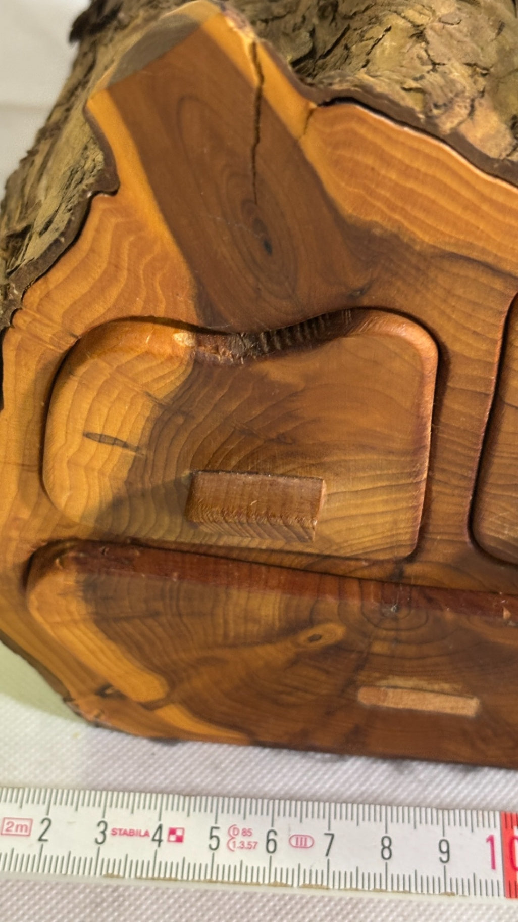 Rustikaler Schreibtisch-Organizer Baumstamm Holz mit Schubladen