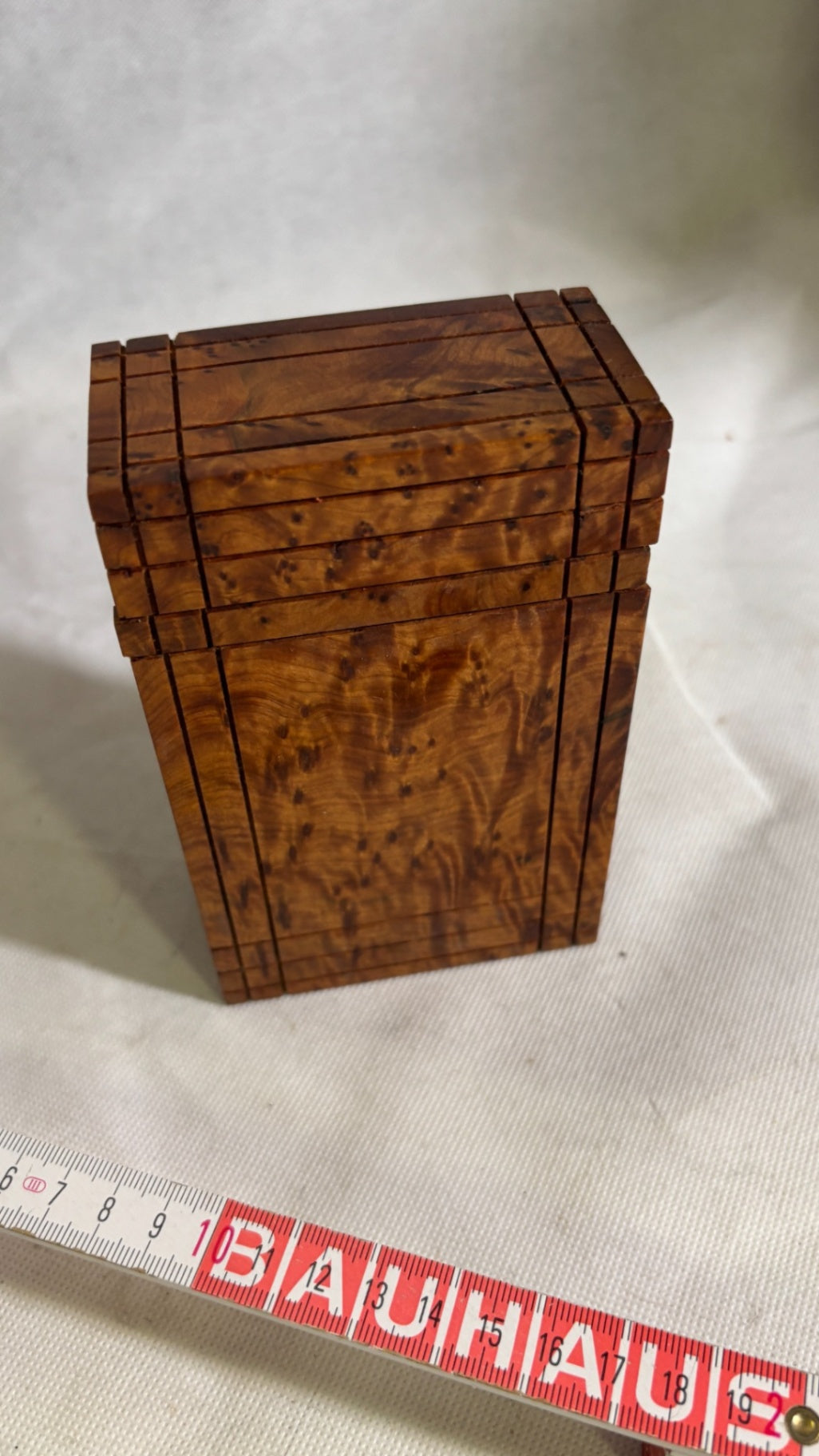 Kleine Vintage Holzdose Maserholz rechteckig