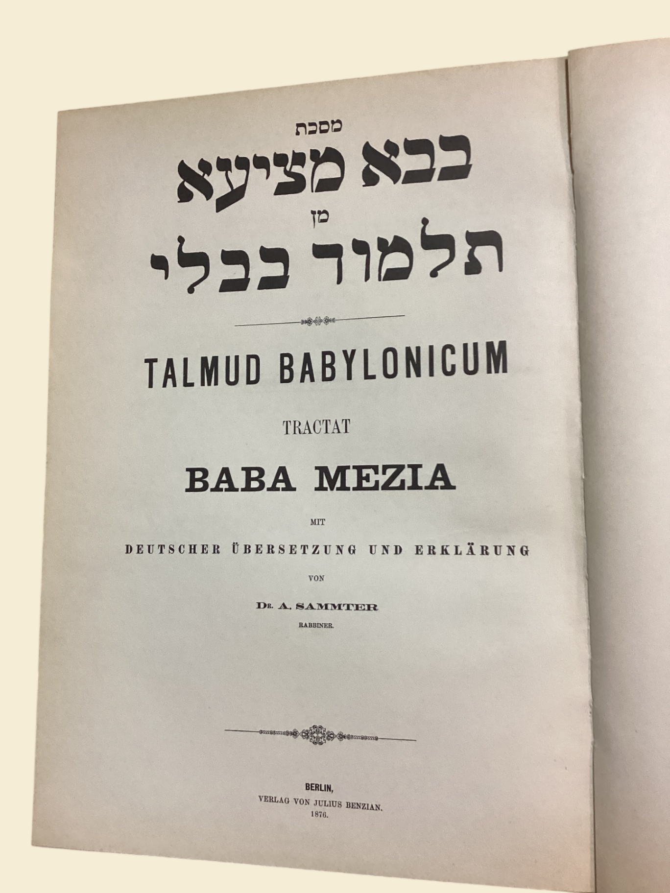 Talmud Babylonicum – Baba Mezia – A. Sammter – Sinai 1978 – Nr. 264/550