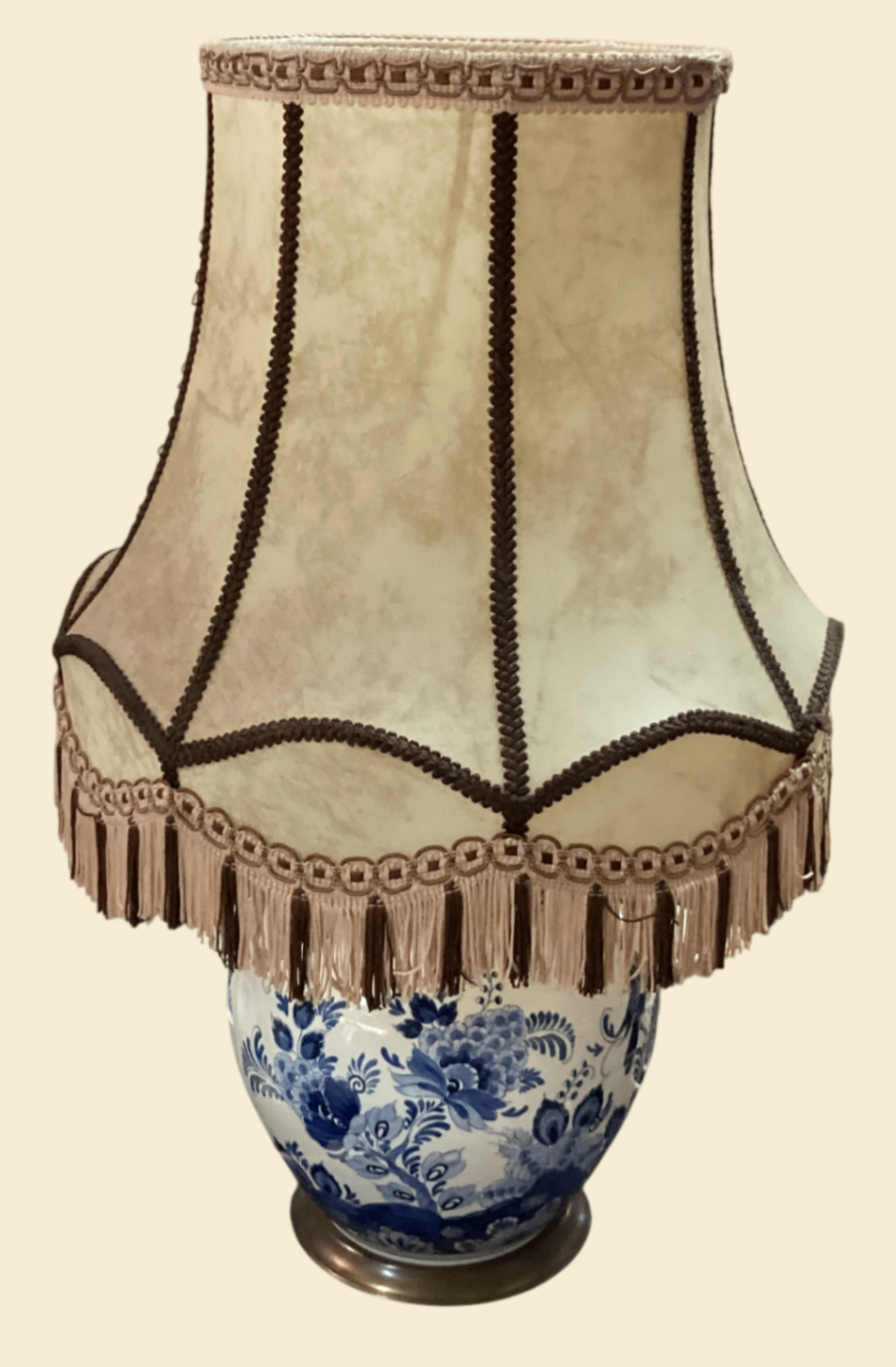 Vintage Tischlampe Delfts Blauw Deckelvase handbemalt Holland 60 cm