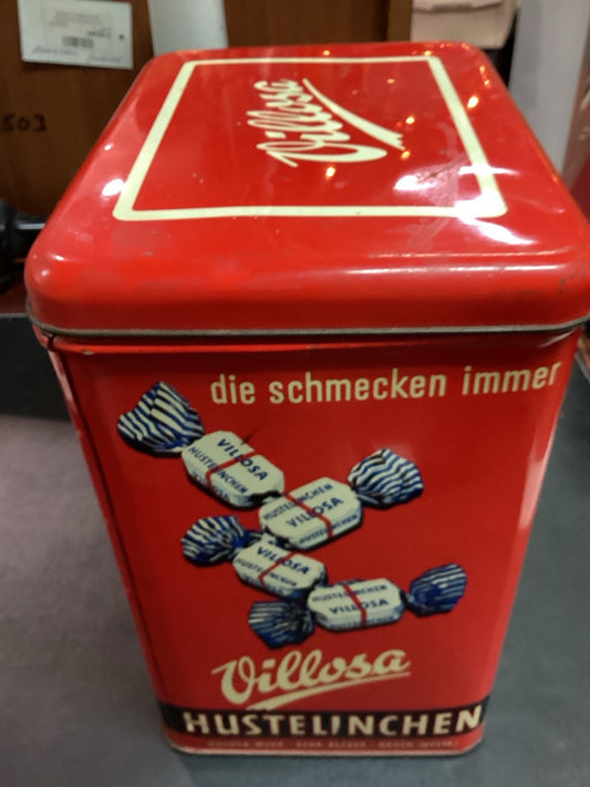 Villosa Hustelinchen Blechdose 50er/60er Jahre Werbung Schneemann 27 cm