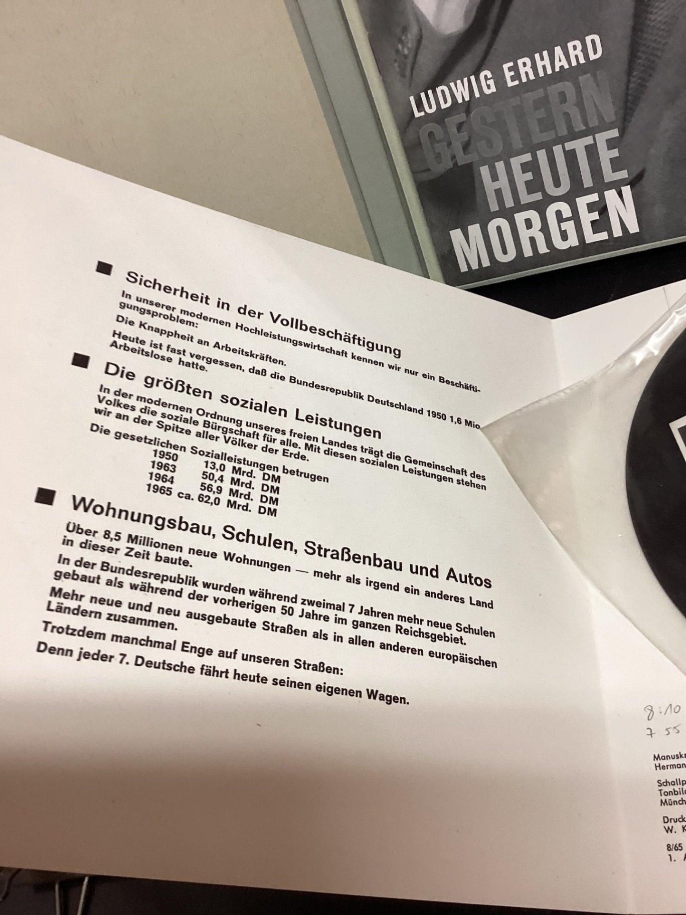 Ludwig Erhard Gestern Heute Morgen 2 LP Box Odeon 1961 + Beilagen