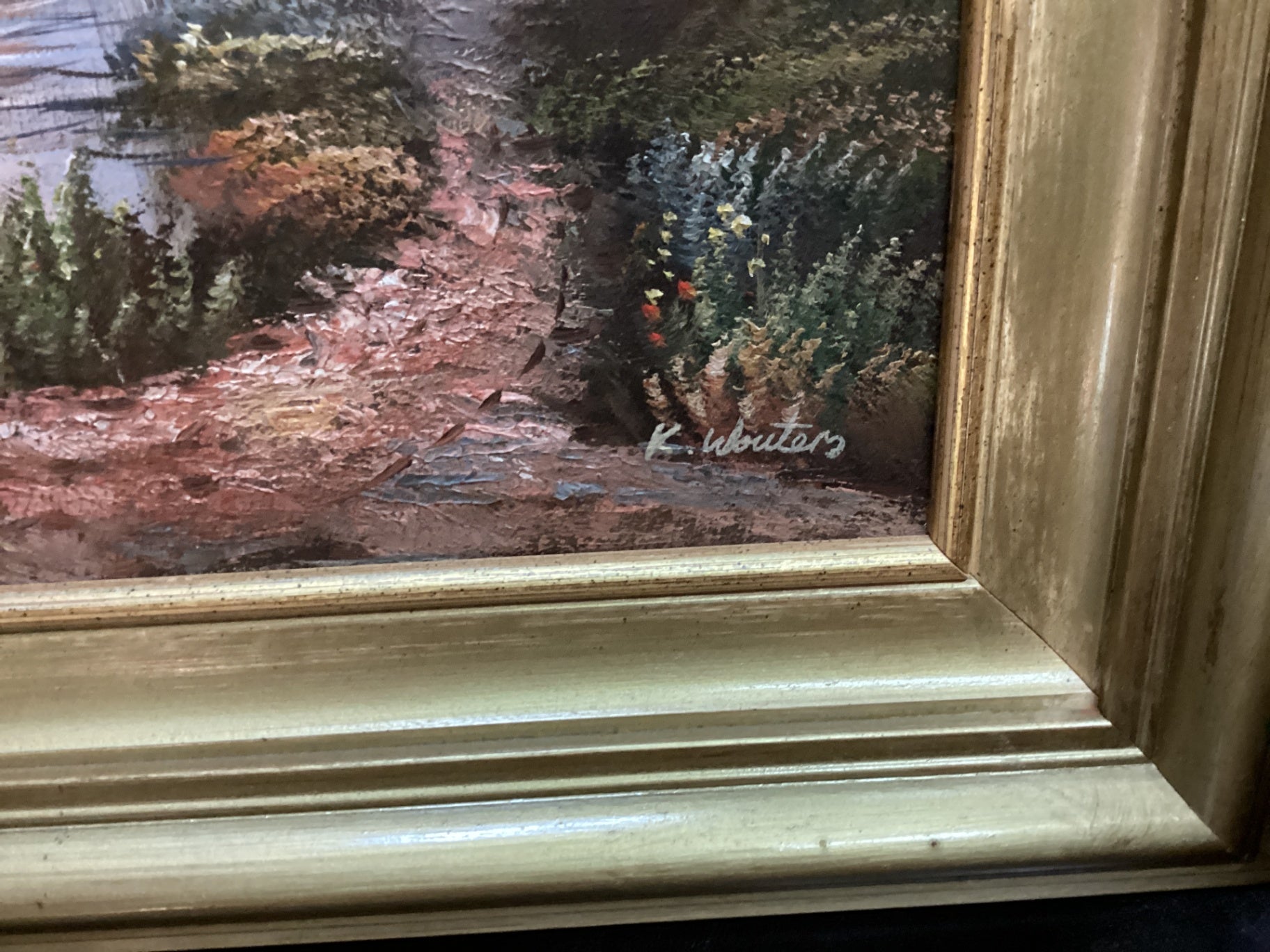 Ölgemälde auf Leinwand – Landschaft mit Häusern – signiert – gerahmt