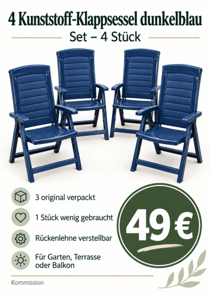 Livarno-Klappsessel 4 Stück (3 x in OVP)