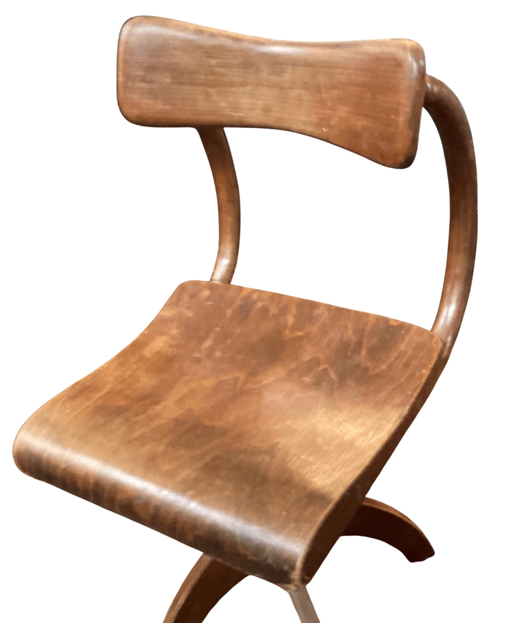 Vintage Bürostuhl aus Holz – Drehstuhl mit Rollen
