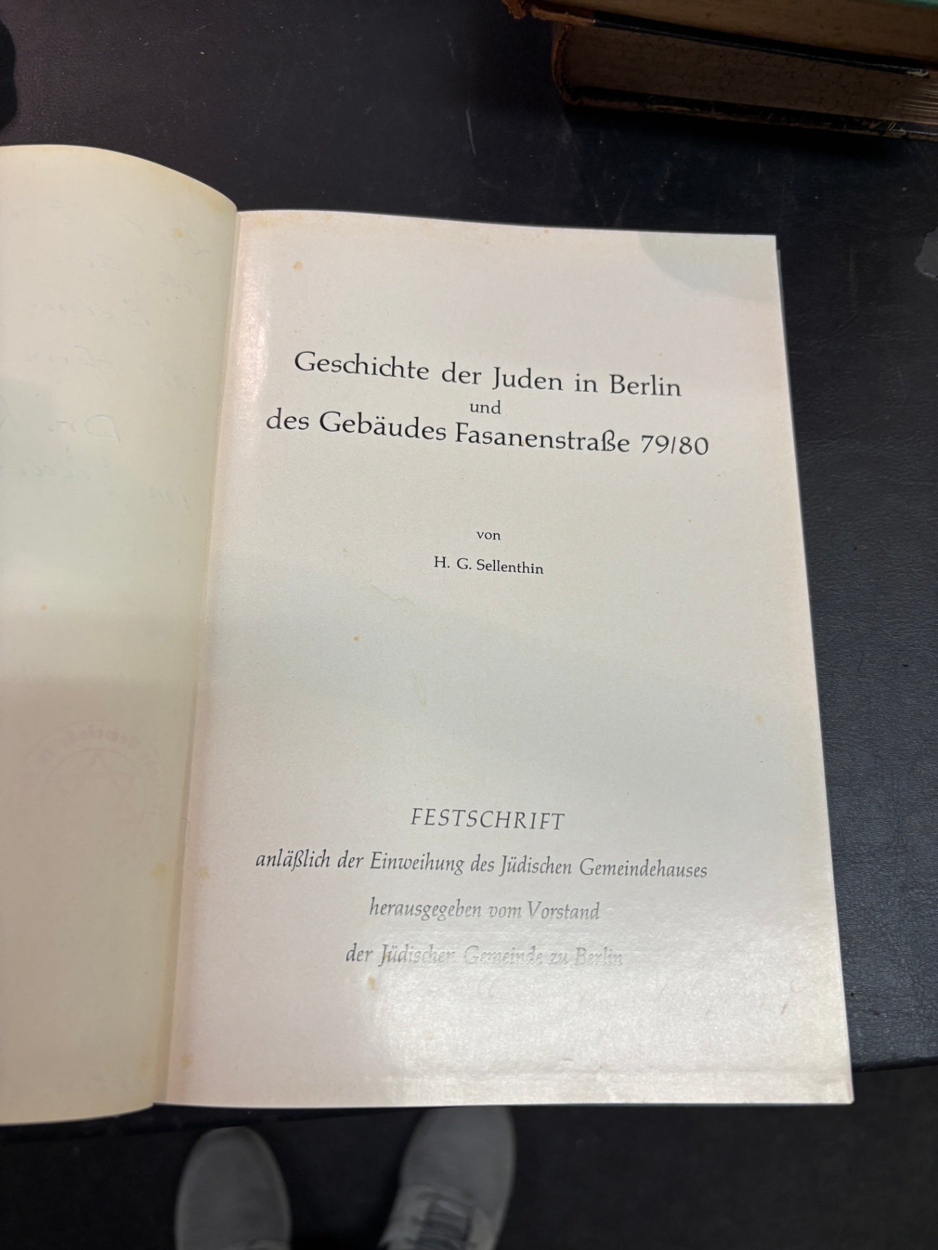 H. G. Sellenthin – Geschichte der Juden in Berlin – Festschrift 1959