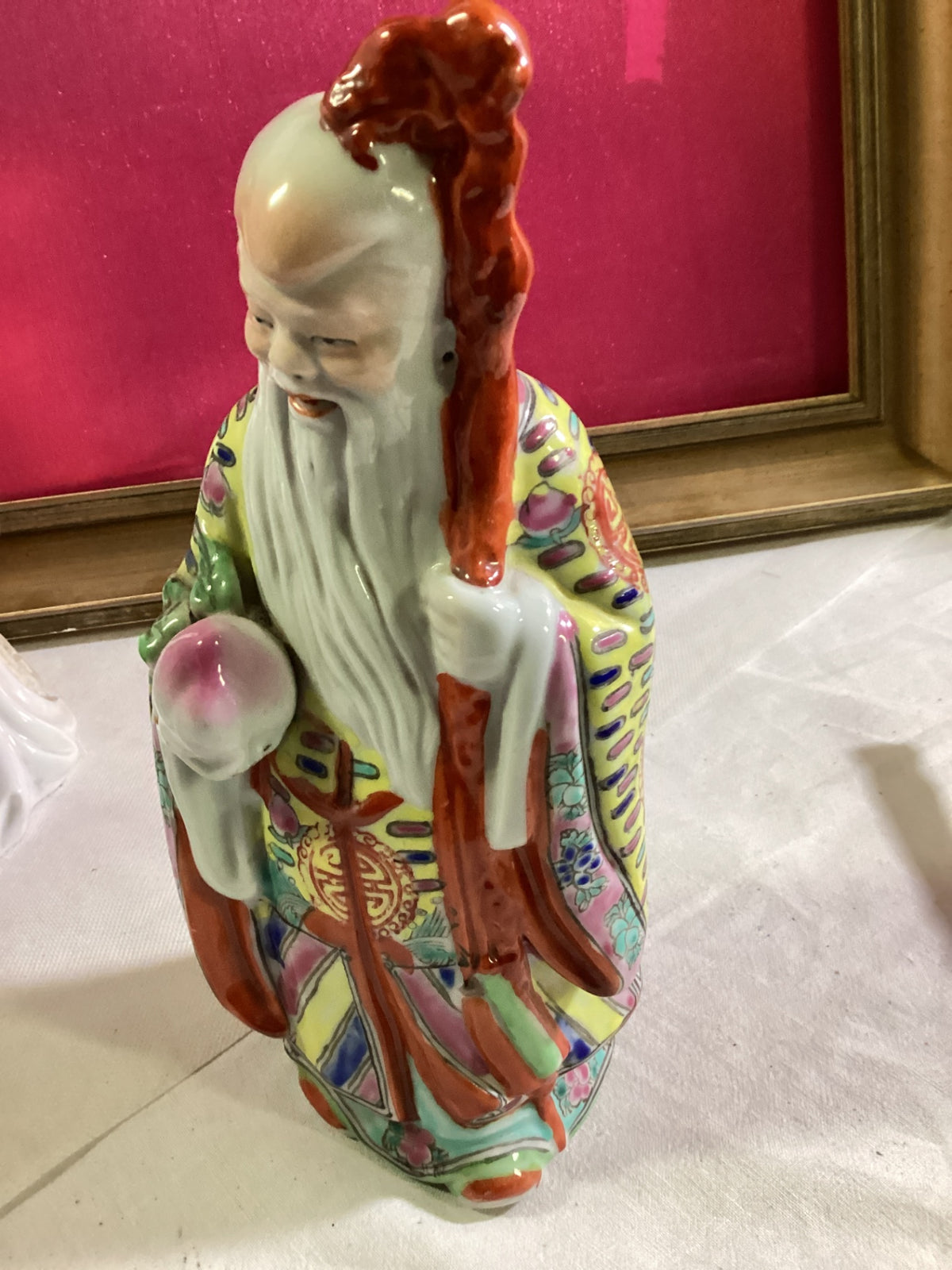 Chinesische Porzellanfigur Shou Lao Shouxing Gott der Langlebigkeit ca. 25 cm