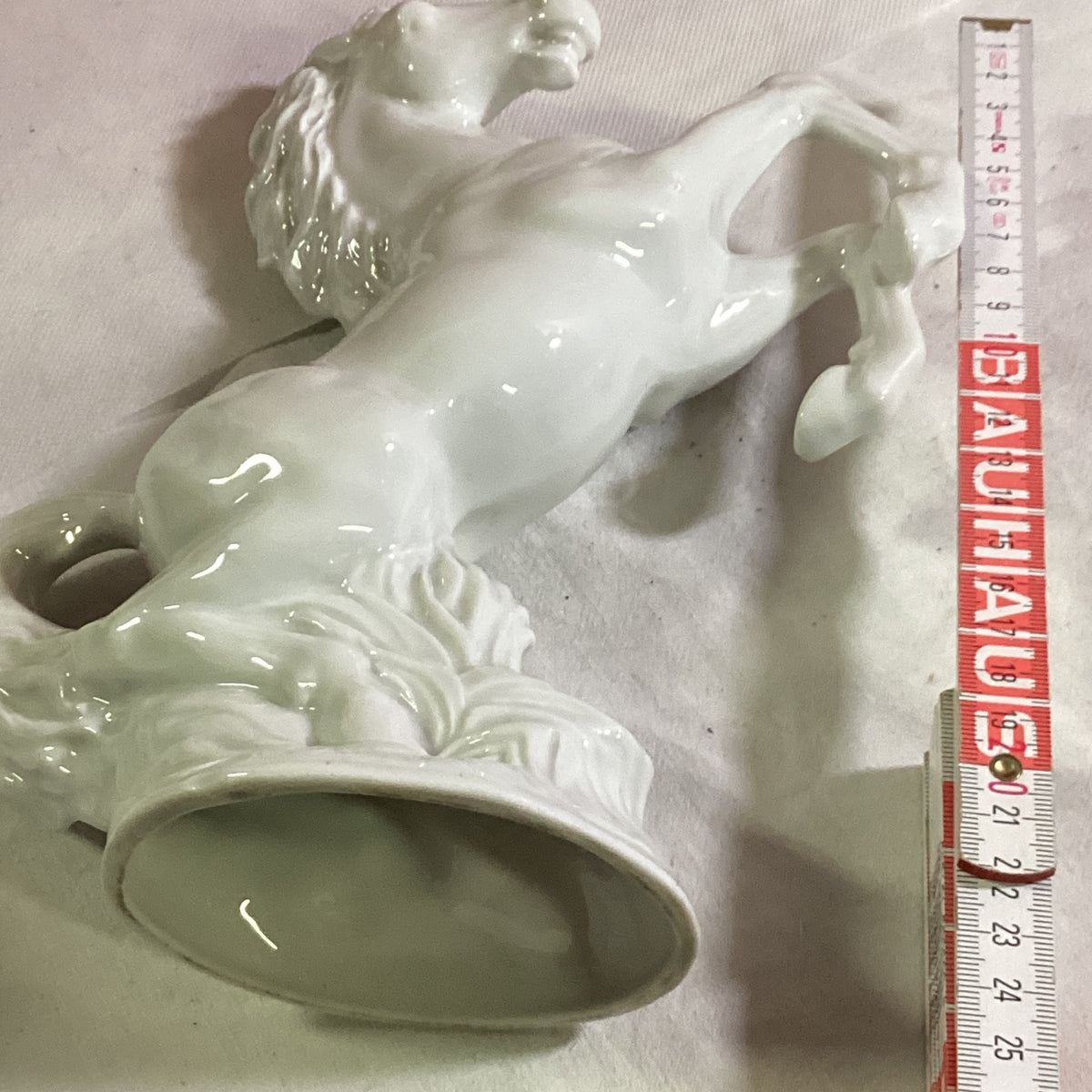 Vintage Porzellanfigur steigendes Pferd SATSUMA gemarkt Weiß Grau ca. 22 cm