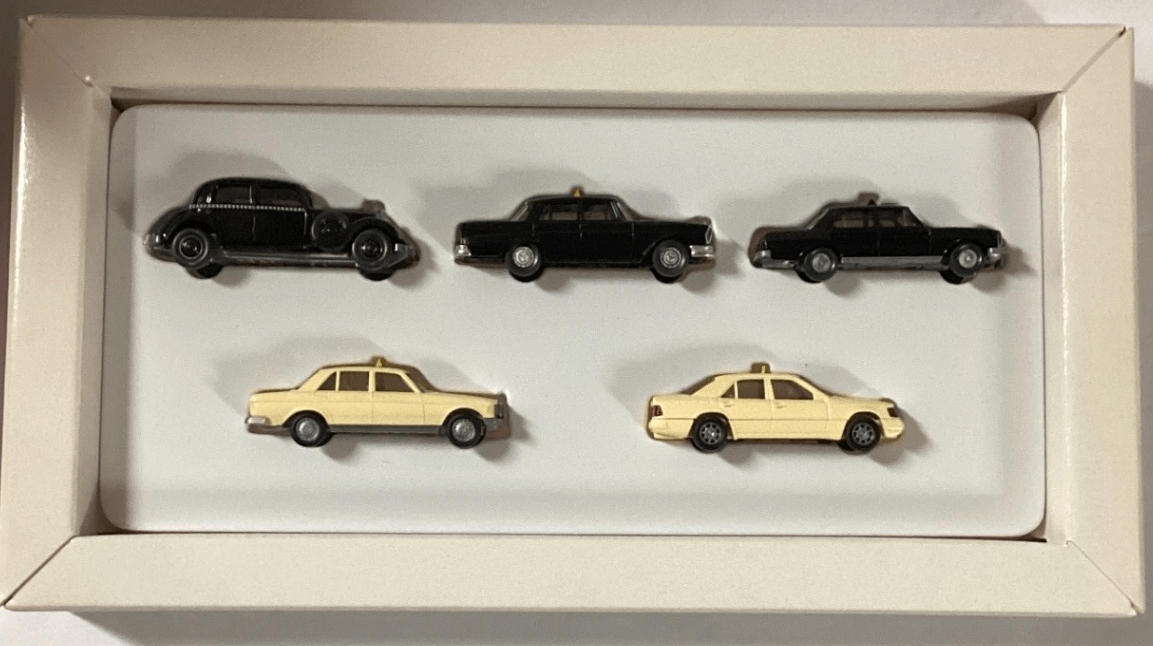 Wiking 100 Jahre Taxi Mercedes Benz 5 Modellautos Set 1:87 in OVP