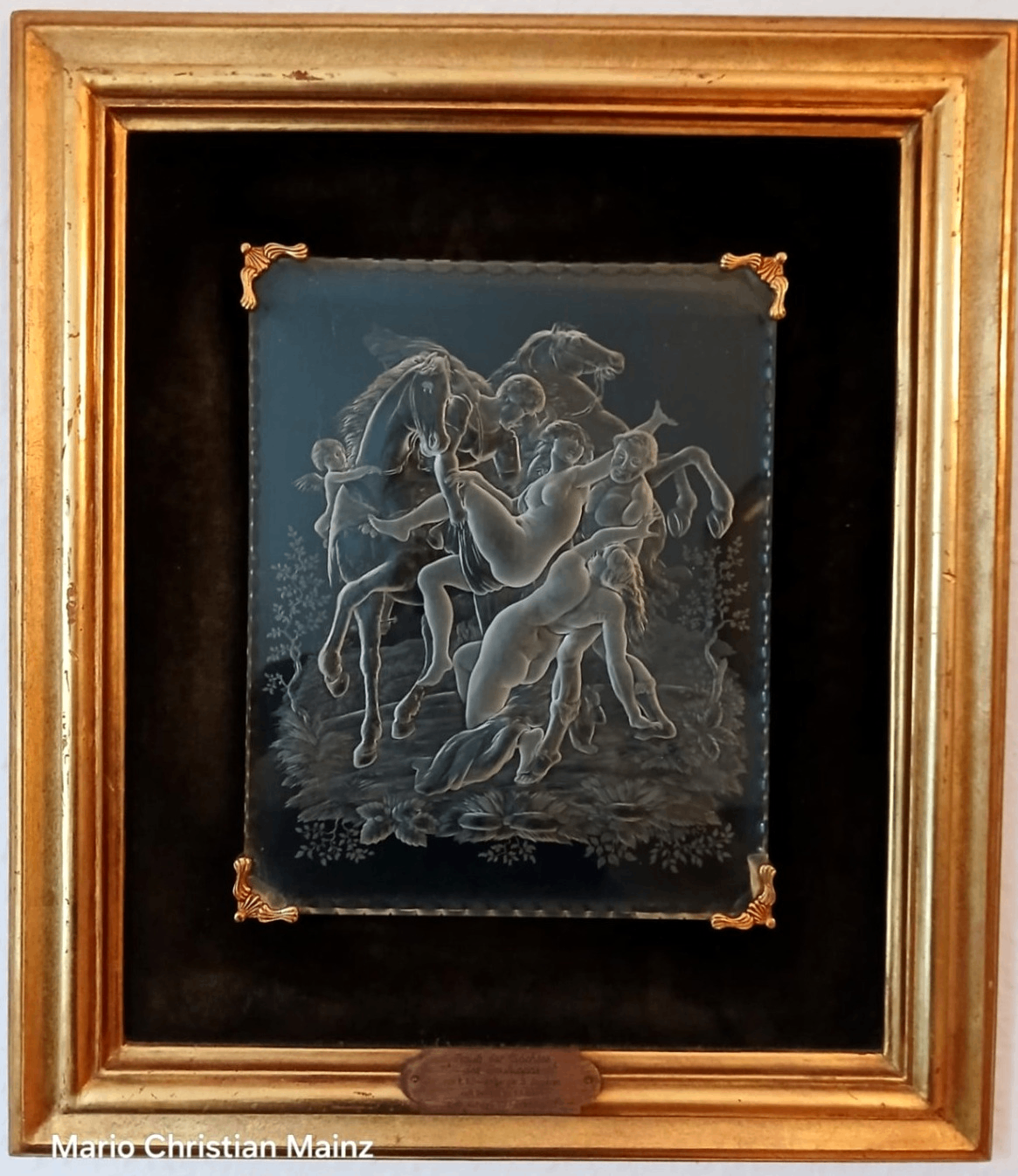 R. Schwamberger d. J. – Glasgravur Raub der Töchter des Leukippos – 45 × 40 cm