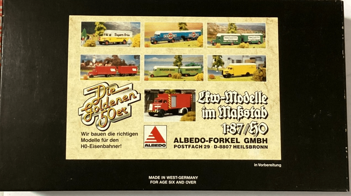 Albedo 2 LKW Modelle gelb blau in STUTE Box Fahrerhaus separat 1:87