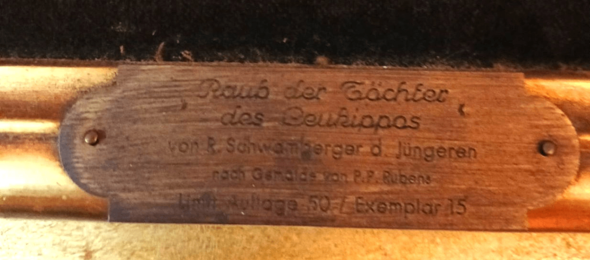 R. Schwamberger d. J. – Glasgravur Raub der Töchter des Leukippos – 45 × 40 cm