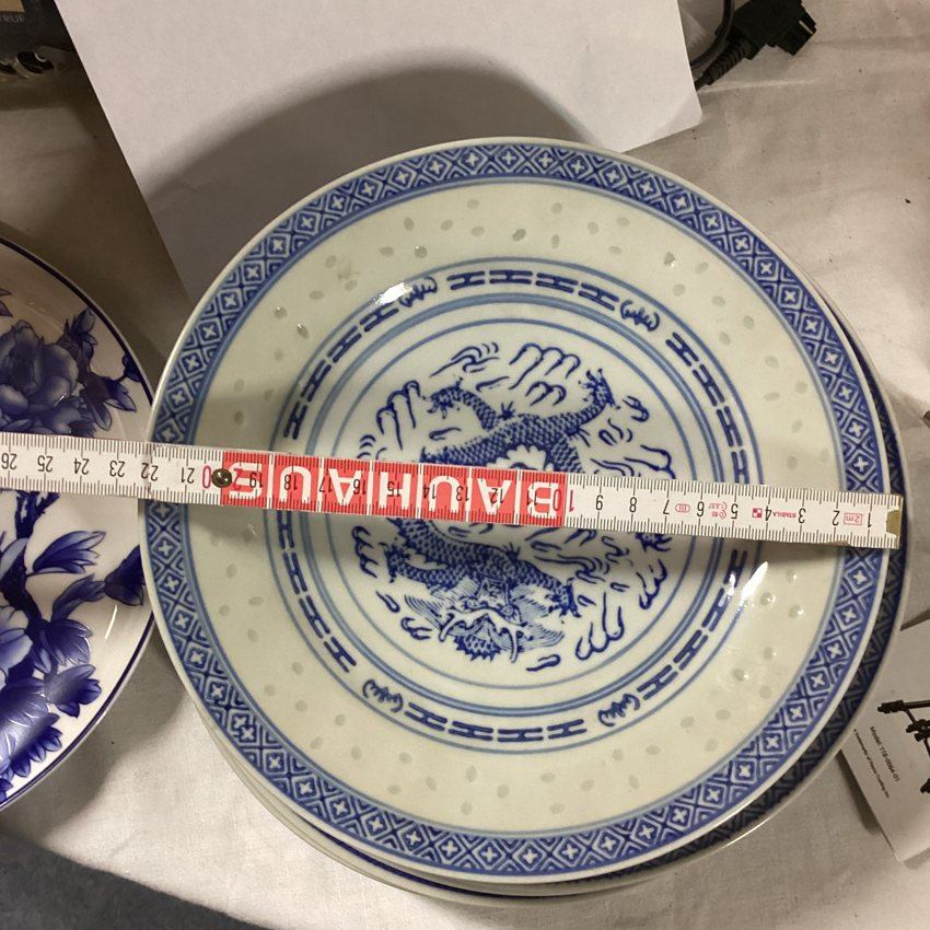  Chinesische Jingdezhen Porzellanteller Drache blau weiß Ø 19 cm