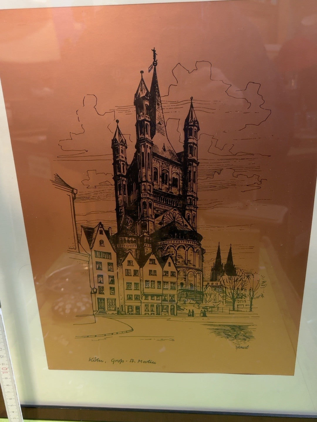 Köln Groß St. Martin – Bild auf Kupferplatte, gerahmt hinter Glas