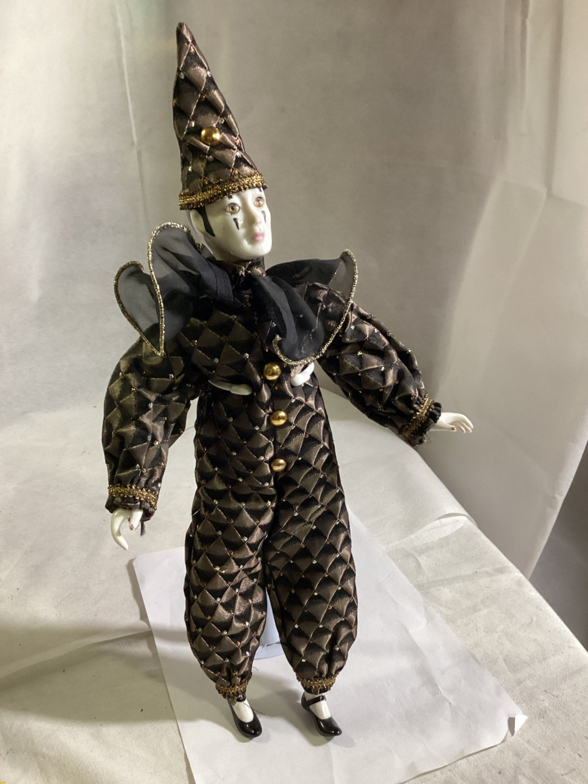 Harlekin / Pierrot Sammlerpuppe, ca. 40 cm