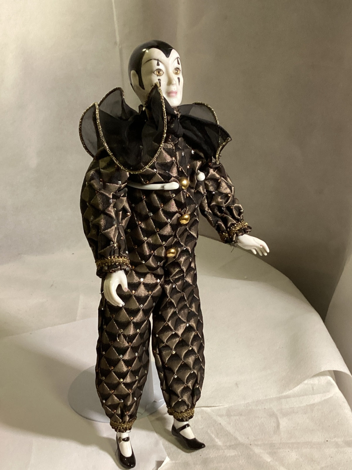 Harlekin / Pierrot Sammlerpuppe, ca. 40 cm
