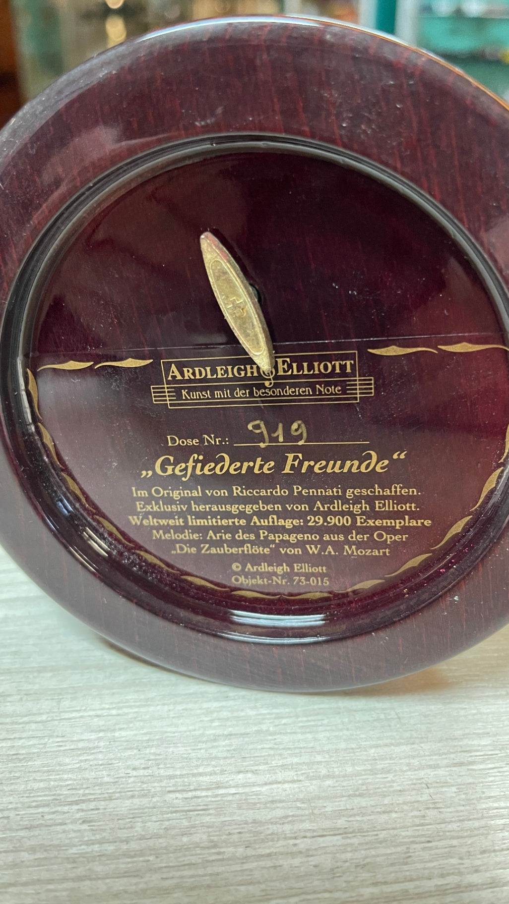 Ardleigh Elliott Gefiederte Freunde Spieluhr Riccardo Pennati Mozart limitiert