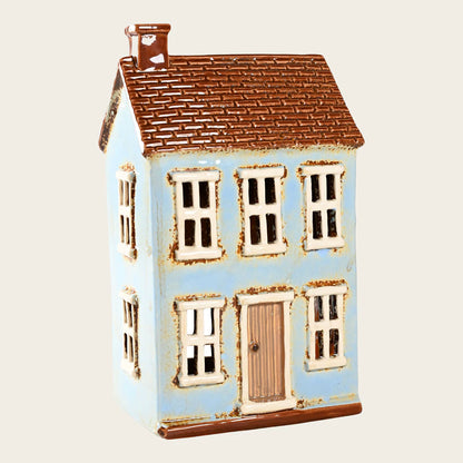 Teelichthaus blau/braun Keramik Höhe: 22.0 cm Breite: 13.0 cm (Neuware incl. 19% MwSt.