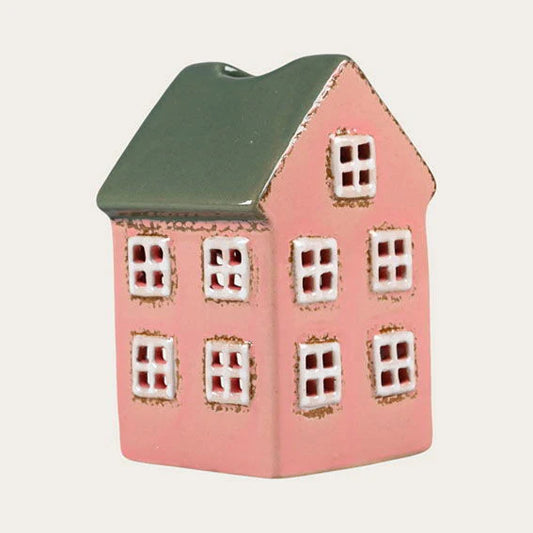 Teelichthaus rose  Steingut Höhe: 10,0 cm Breite: 6,9 cm  (Neuware incl. 19% MwSt.