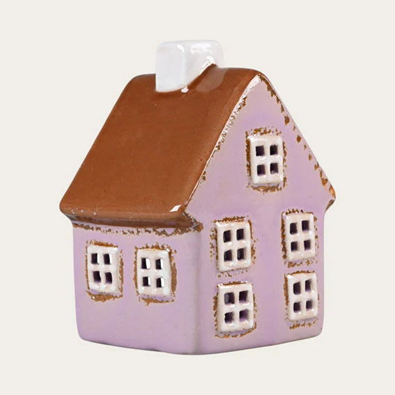 Teelichthaus lila Steingut Höhe: 10,0 cm Breite: 7,7 cm  (Neuware incl. 19% MwSt.