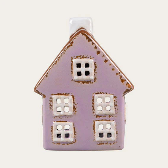 Teelichthaus lila Steingut Höhe: 10,0 cm Breite: 7,7 cm  (Neuware incl. 19% MwSt.