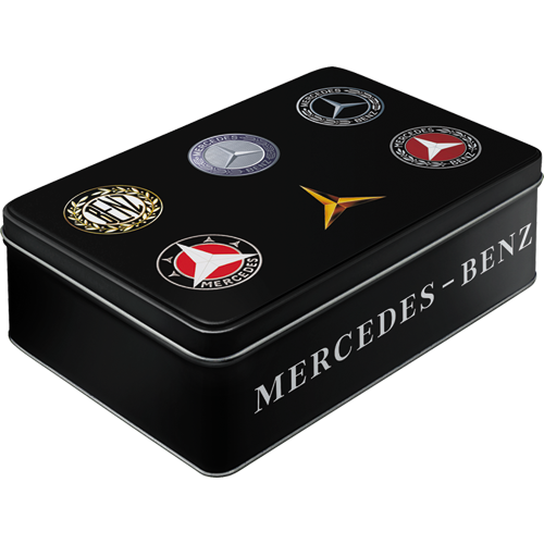 Blechdose Flach »Mercedes-Benz - Logo Evolution« (Neuware) NostalgicArt )