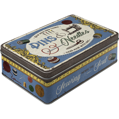Blechdose Flach »Pins & Needles Sewing Box« (Neuware) NostalgicArt