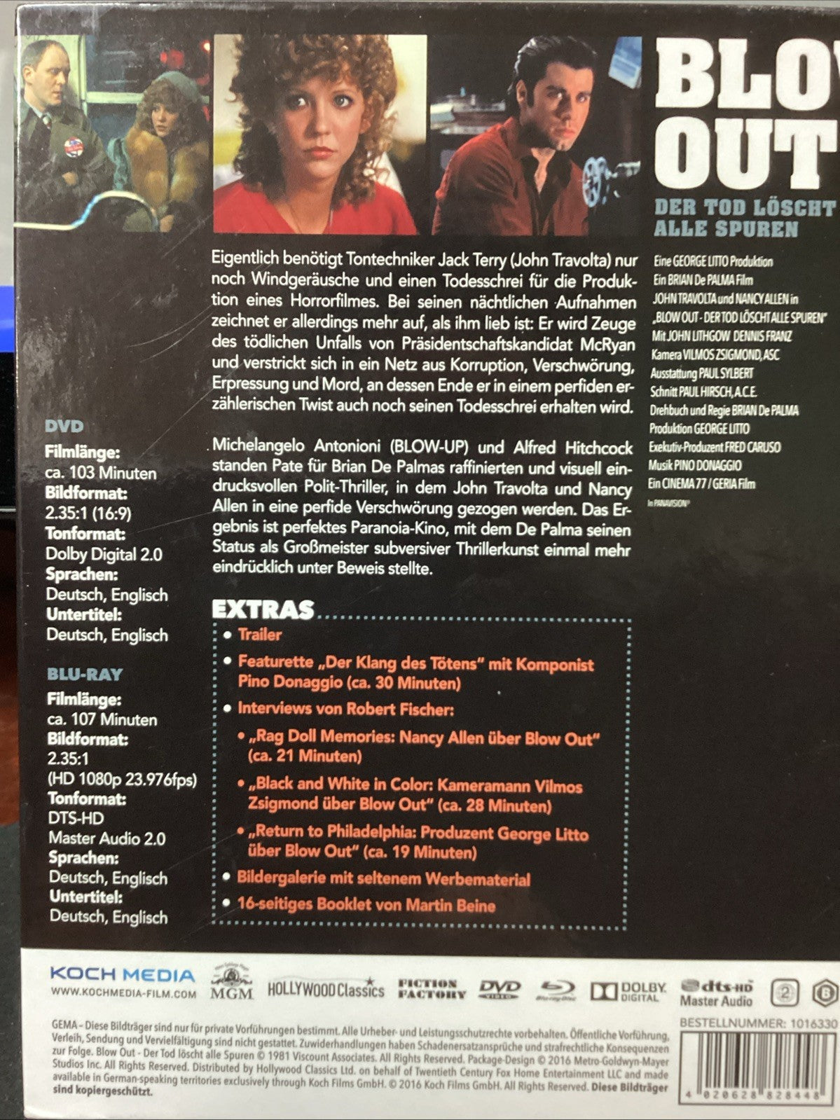 Blow Out - Der Tod löscht alle Spuren - Bluray DVD - TOP Mediabook Blu-Ray