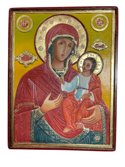 Orthodoxe Ikone „Virgin Hodegetria“ Maria mit Kind – Holz Ikone TIS Sofia Bulgarien 20×15 cm
